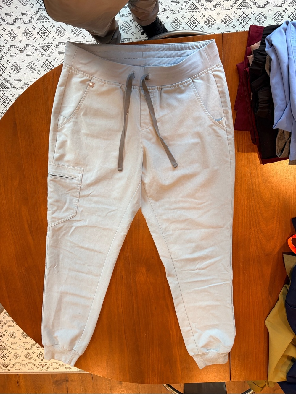 Light Blue Drawstring Scrub Pants